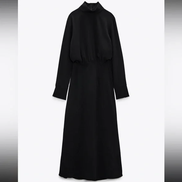 Zara High Collar Midi Dress